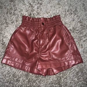 Zara Faux Leather Paperbag Shorts
